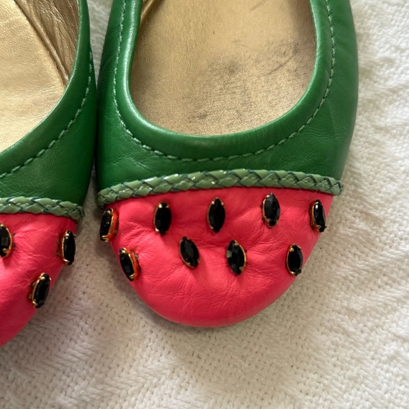Kate Spade Size 10 Watermelon Green Pink Studded Flats Shoes HTF - Picture 4 of 7